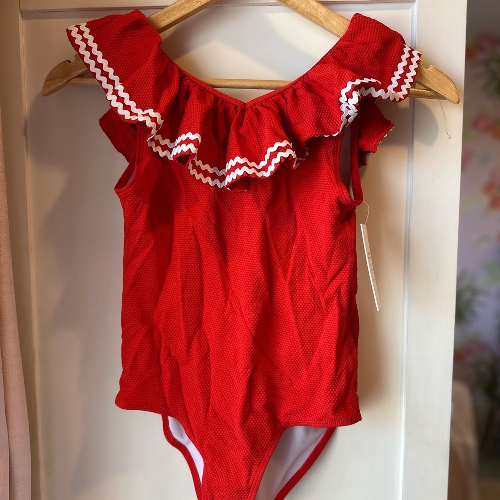 Red Ruffled Kids One Piece